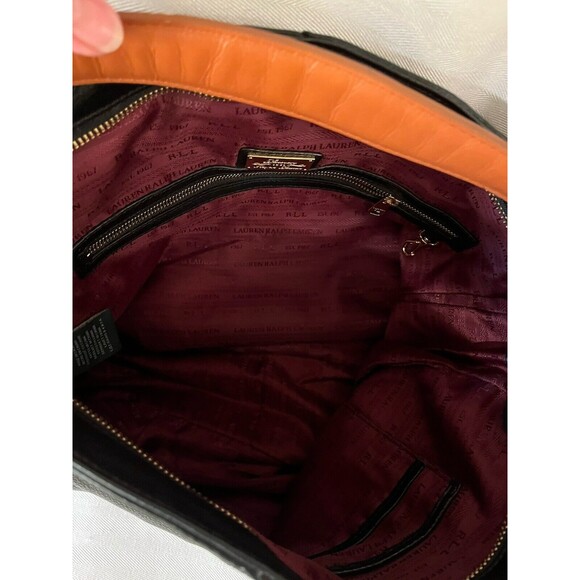 RALPH LAUREN BLACK LEATHER HOBO COLLECTION VINTAGE SHOULDER BAG - Picture 7 of 12